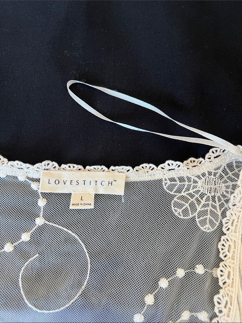 Lovestitch Sheer Lace-Trim Top in Ivory w/ bell sleeves - Picture 15 of 15